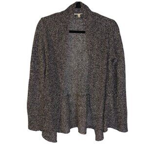 Eileen Fisher Women's 100% Linen Open Sweater Cardigan Size XS Black White Marl